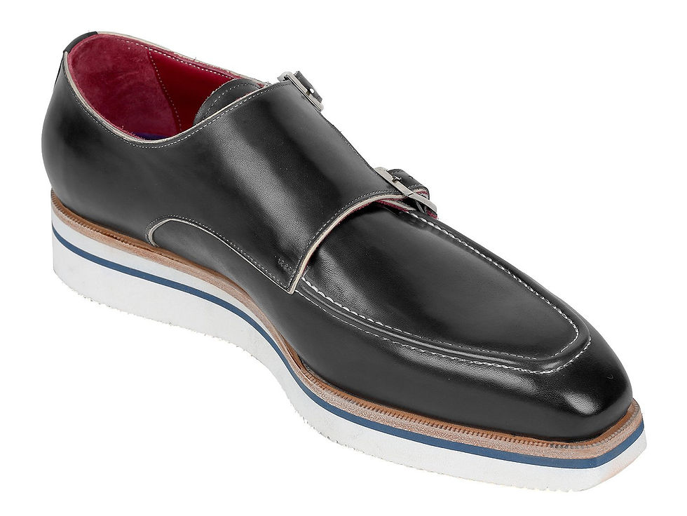 Thumbnail: 👞 Paul Parkman ♂️ Smart Casual Monkstrap Shoes, Black Leather