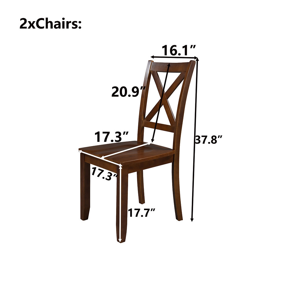 الصورة المصغرة:  2-Piece X-Back Wood Breakfast Nook Dining Chairs for Small Places, Brown