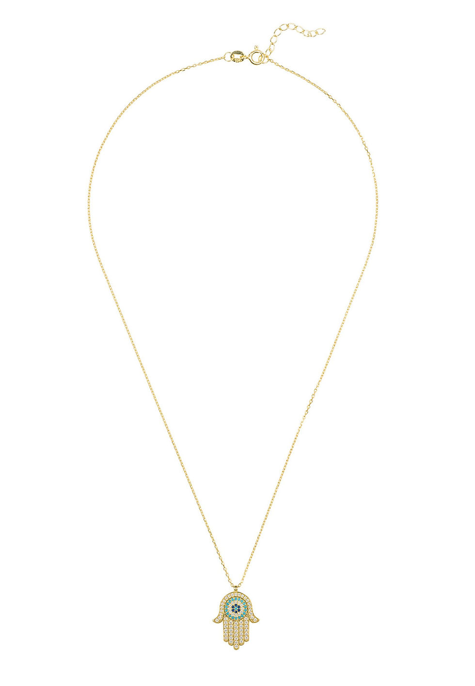 섬네일: Hamsa Hand With 3rd Eye Pendant Necklace Gold