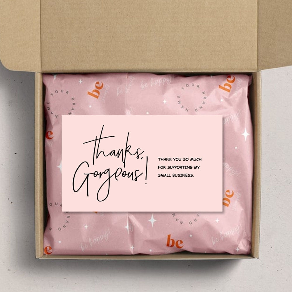 Pink Thank You Card for Decoration, "Gorgeous Thanks" Card With Love 30pcs/Pack
