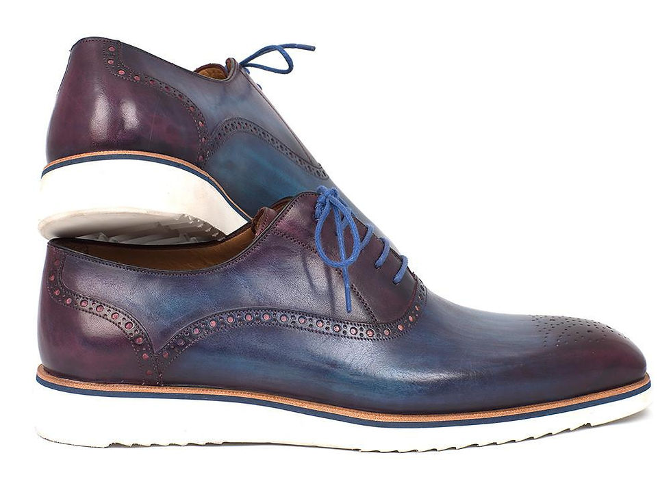 Thumbnail: 👞 Paul Parkman Smart Casual Oxford Shoes for Men, Blue & Purple