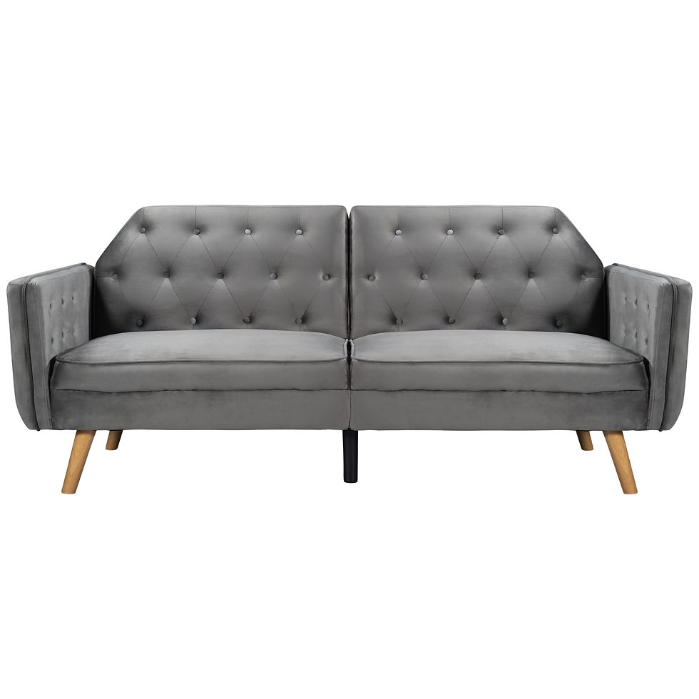 الصورة المصغرة: Futon Sofa Bed, Velvet Upholstered Modern Convertible Folding Futon Lounge Couch
