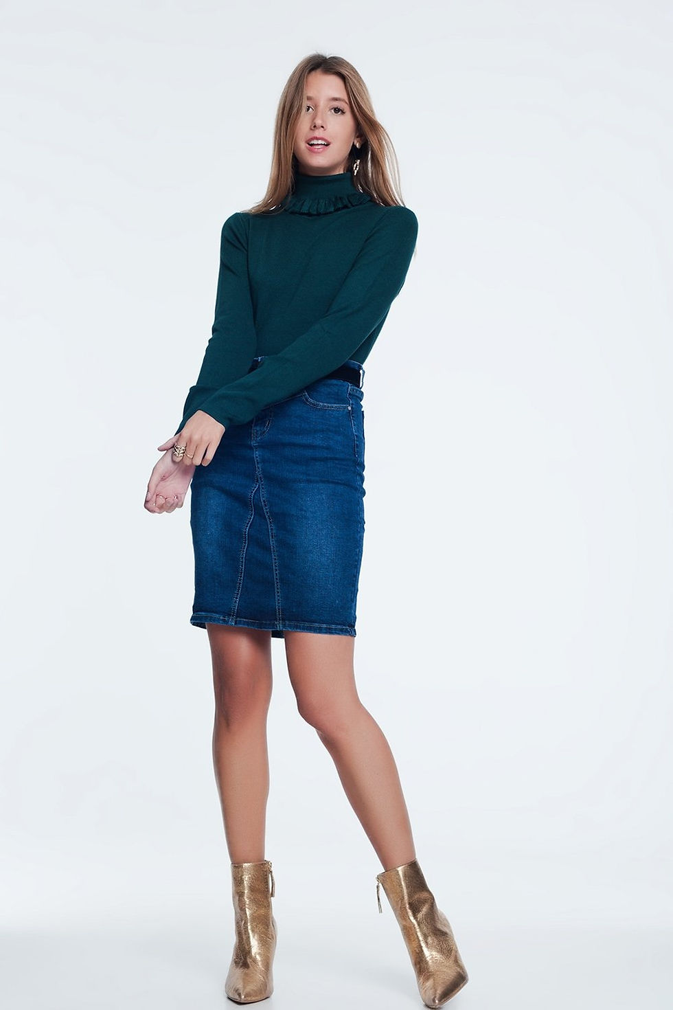 थंबनेल: Green Turtleneck Sweatshirt