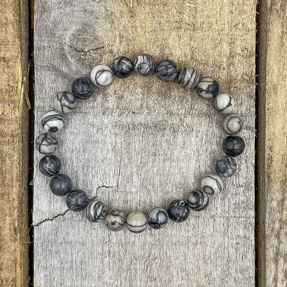 Miniaturbild: Union - Black Silk Stone Gemstone Beaded Bracelet