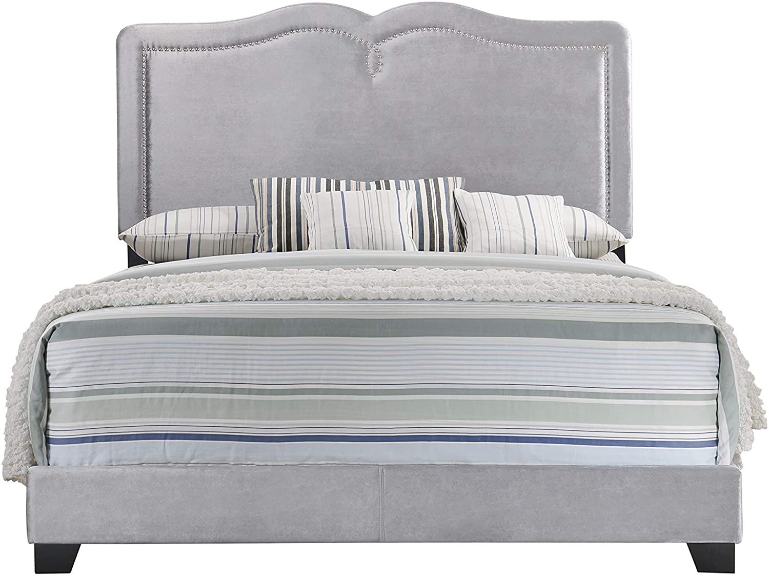 Reuben Queen Bed, Gray Velvet 26420Q