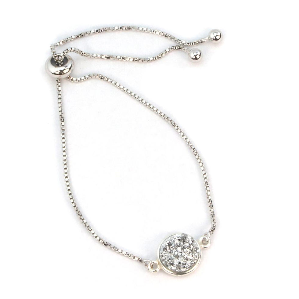 Thumbnail: 💫 Bracelet: Addison Druzy Silver Gem (Adjustable)