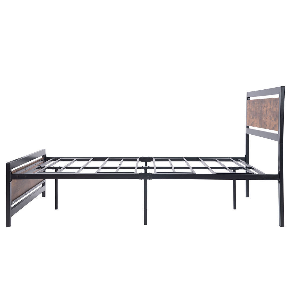 Miniatura: Metal and Wood Bed Frame with Headboard and Footboard ,Full Size Platform Bed ,N