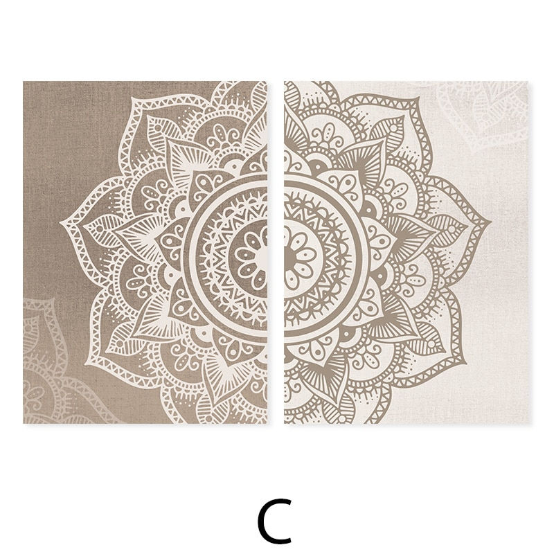 Thumbnail: Boho Zen Living Room Decor: Mandala Floral Canvas Art