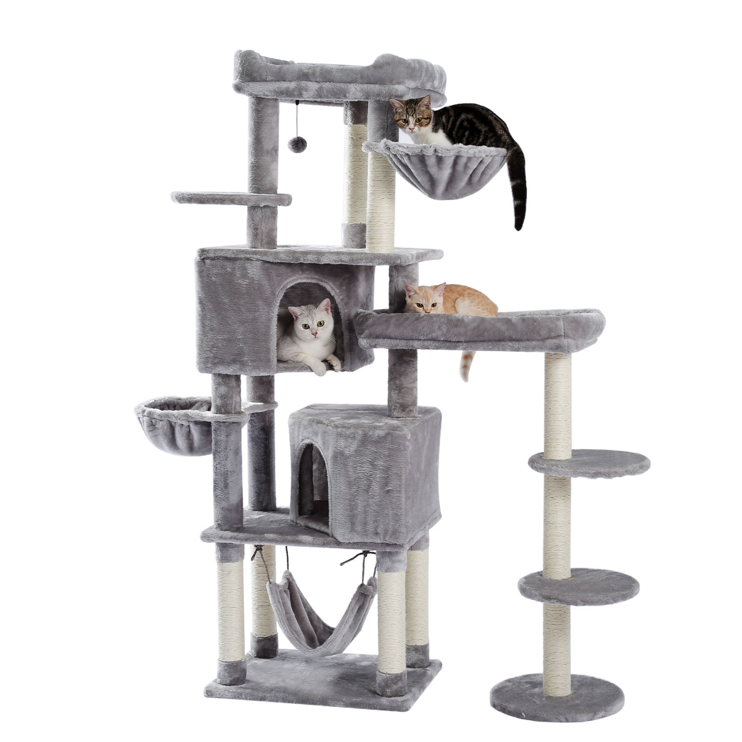 64.7’’ Multi-Level Cat Tree for Large Cats with 2 Condos, 2 Perches,