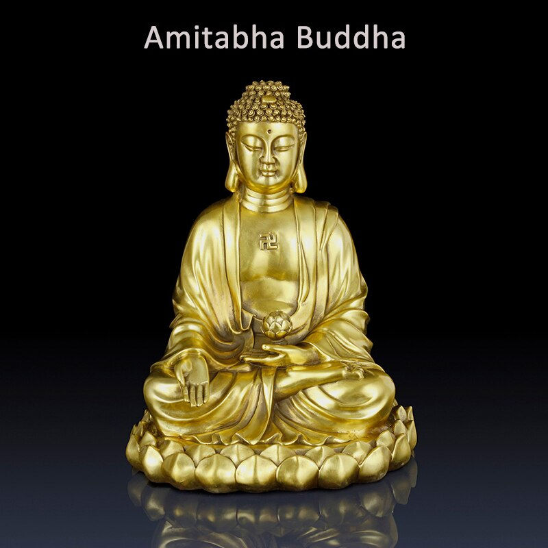 Thumbnail: Amitabha, Sakyamuni, and Medicine Buddha - Brass Triratna Buddha Statues