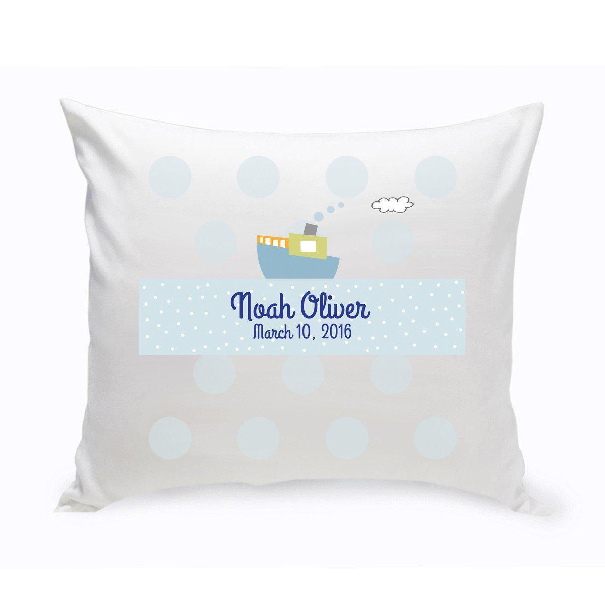 Boys Boat Baby Nursery Throw Pillow