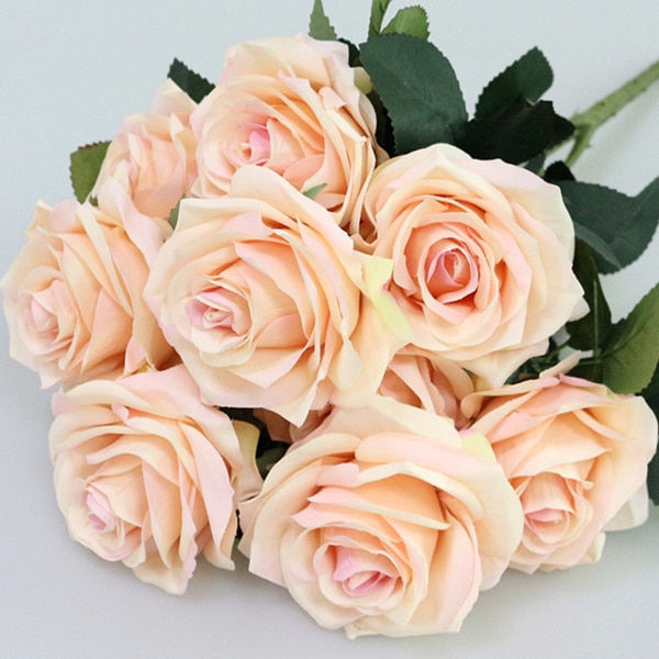 Thumbnail: 1.3.1:  Artificial Silk 1 Bunch French Rose Floral Bouquet, Fake Flower Decor