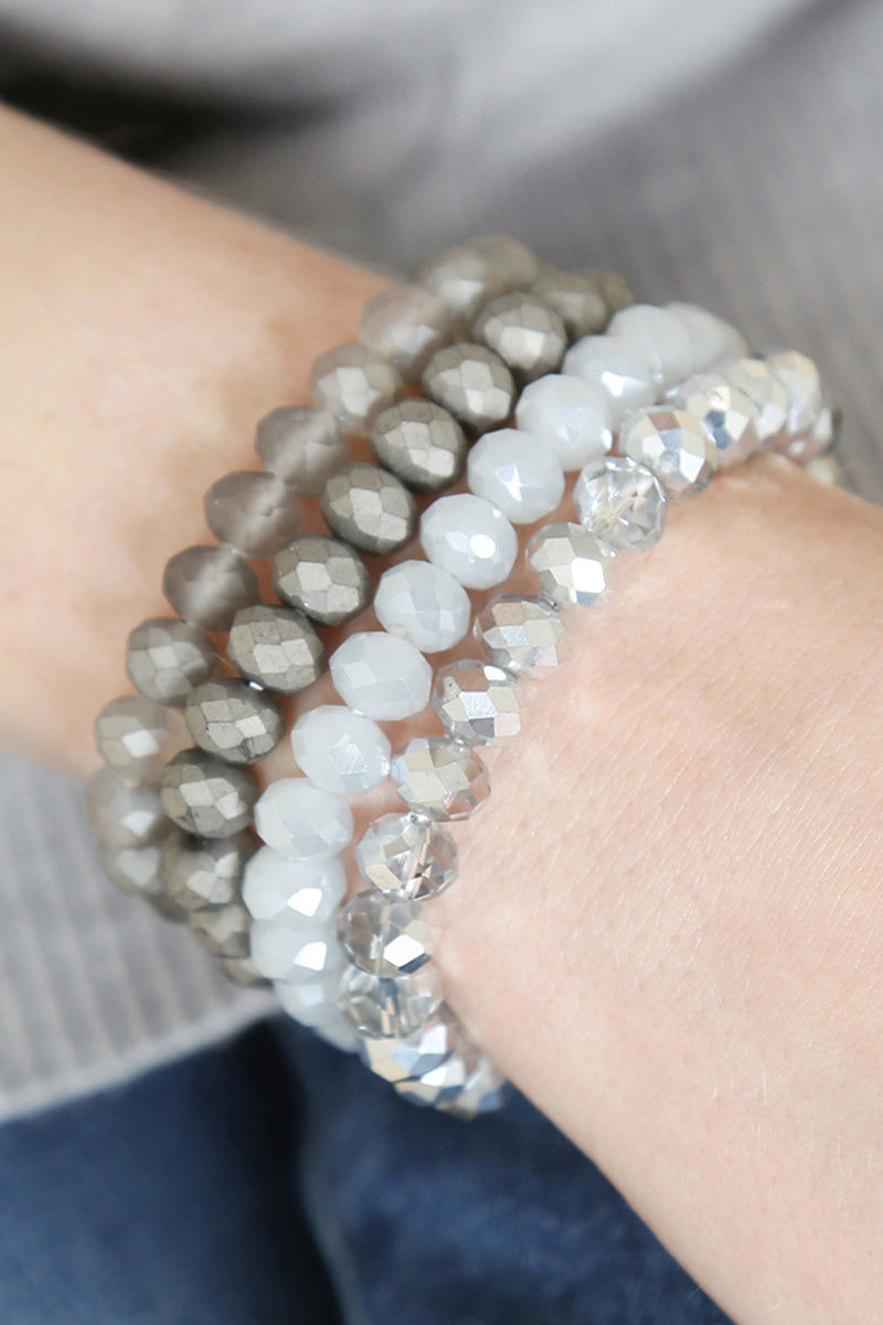 Thumbnail: Four-Line Glass Beads Stretch Bracelet