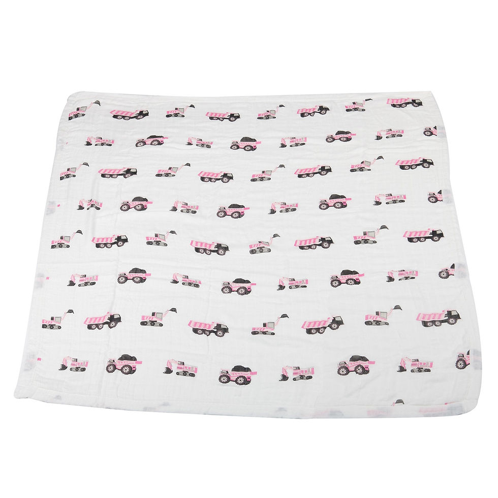 Thumbnail: 👼 Pink Digger & White Bamboo Muslin Newcastle Blanket