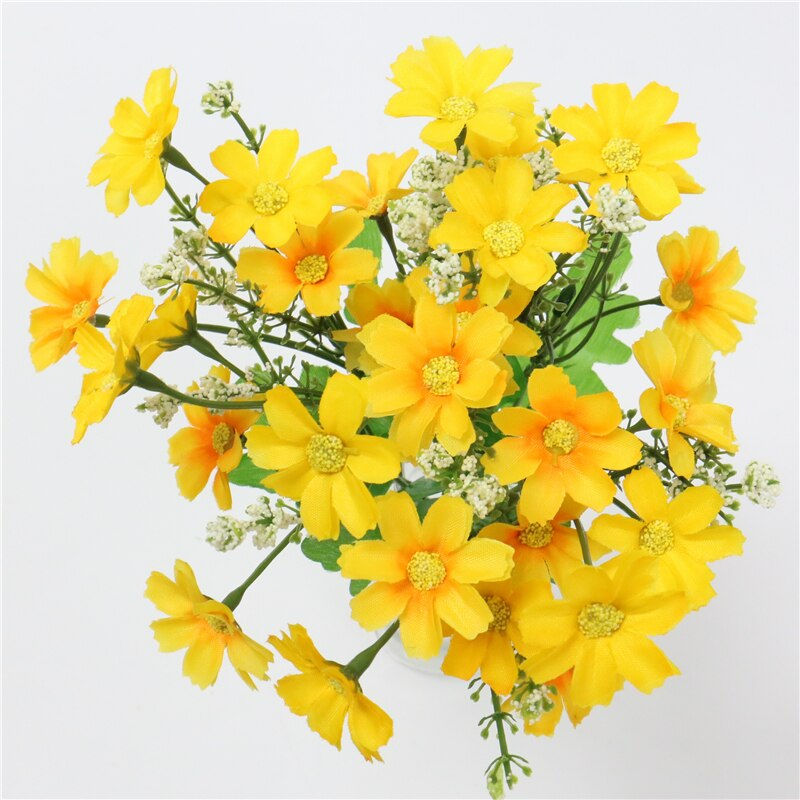 Miniatura: 1.3.1:  Cute Silk Daisy Artificial Decorative Flower 1 Bouquet 7 Branch 28 Heads