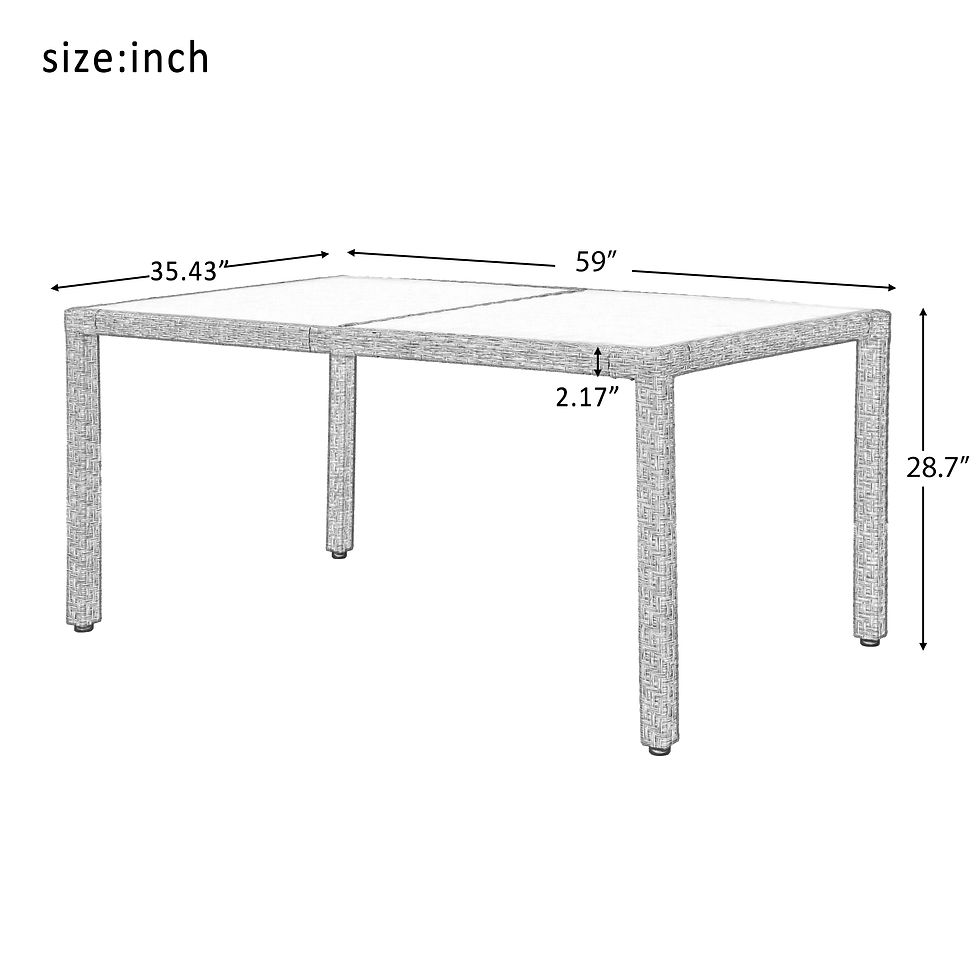 Thumbnail: Outdoor Wicker Dining Set, 7 Piece Patio Dinning Table Beige-Brown Wicker Furnit