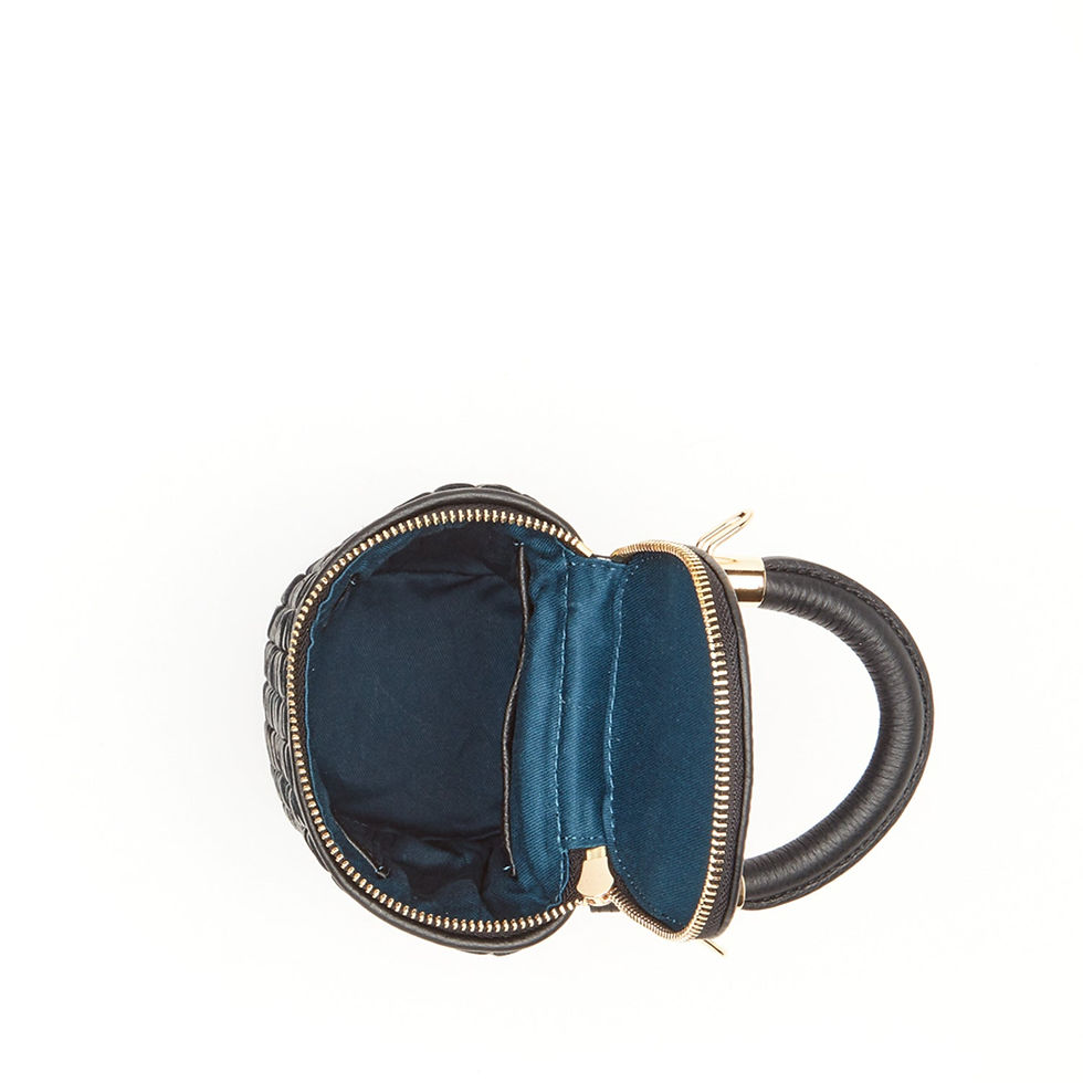 Miniaturbild: Elsa Small Leather Weave Bucket Bag Black