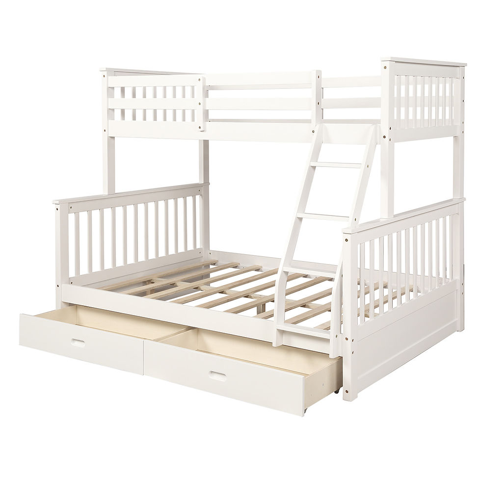 Thumbnail: Twin-Over-Full Bunk Bed with Ladders and Two Storage Drawers (White)
