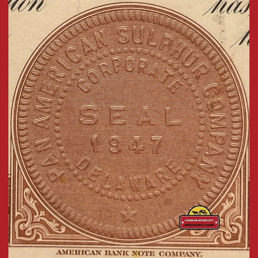Thumbnail: 💵 Vintage: 1960s Pan American Sulphur Co. Stock Certificate Delaware, Brown