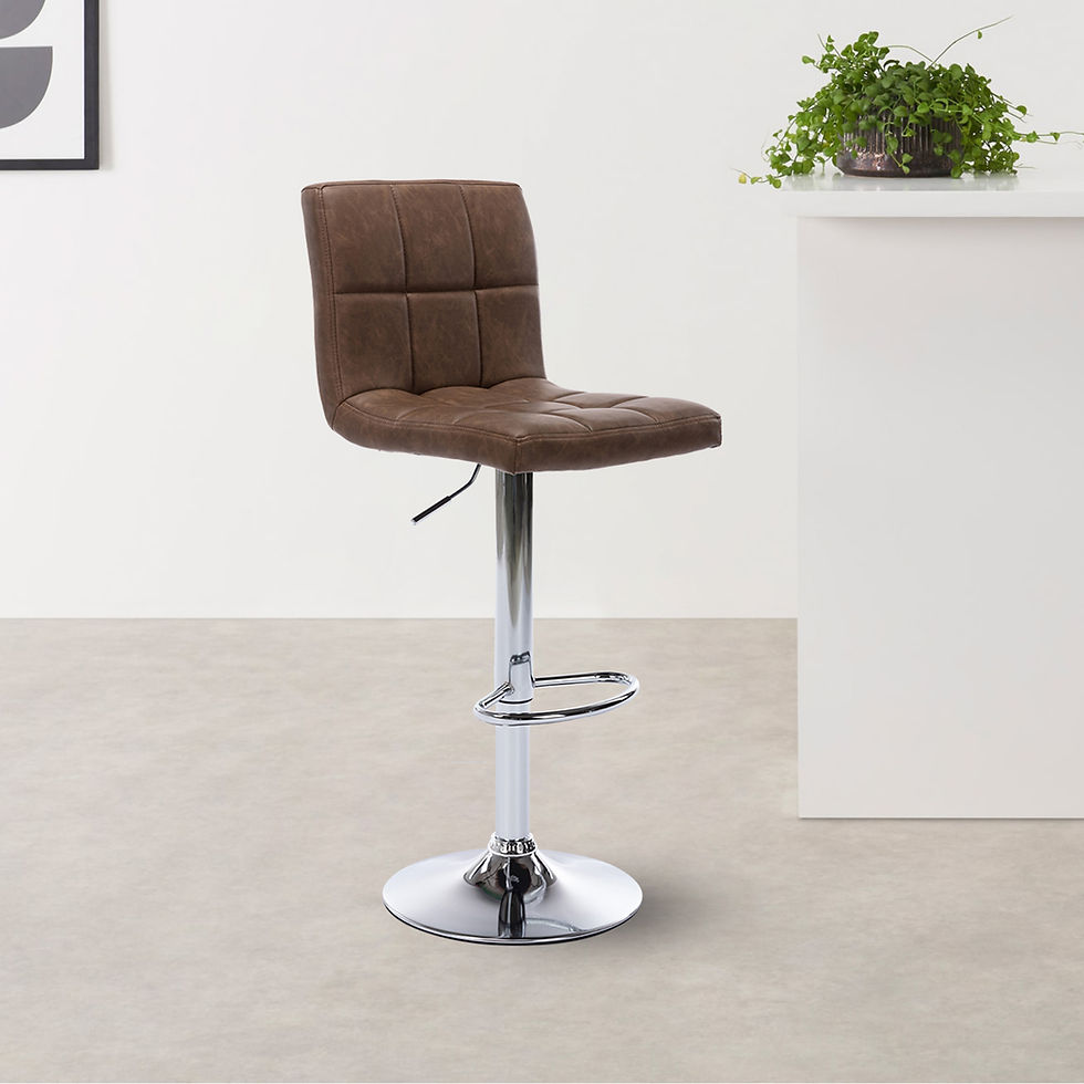 Miniatura: Modern Square PU Leather Adjustable Armless Kitchen Counter Bar Stools with Back