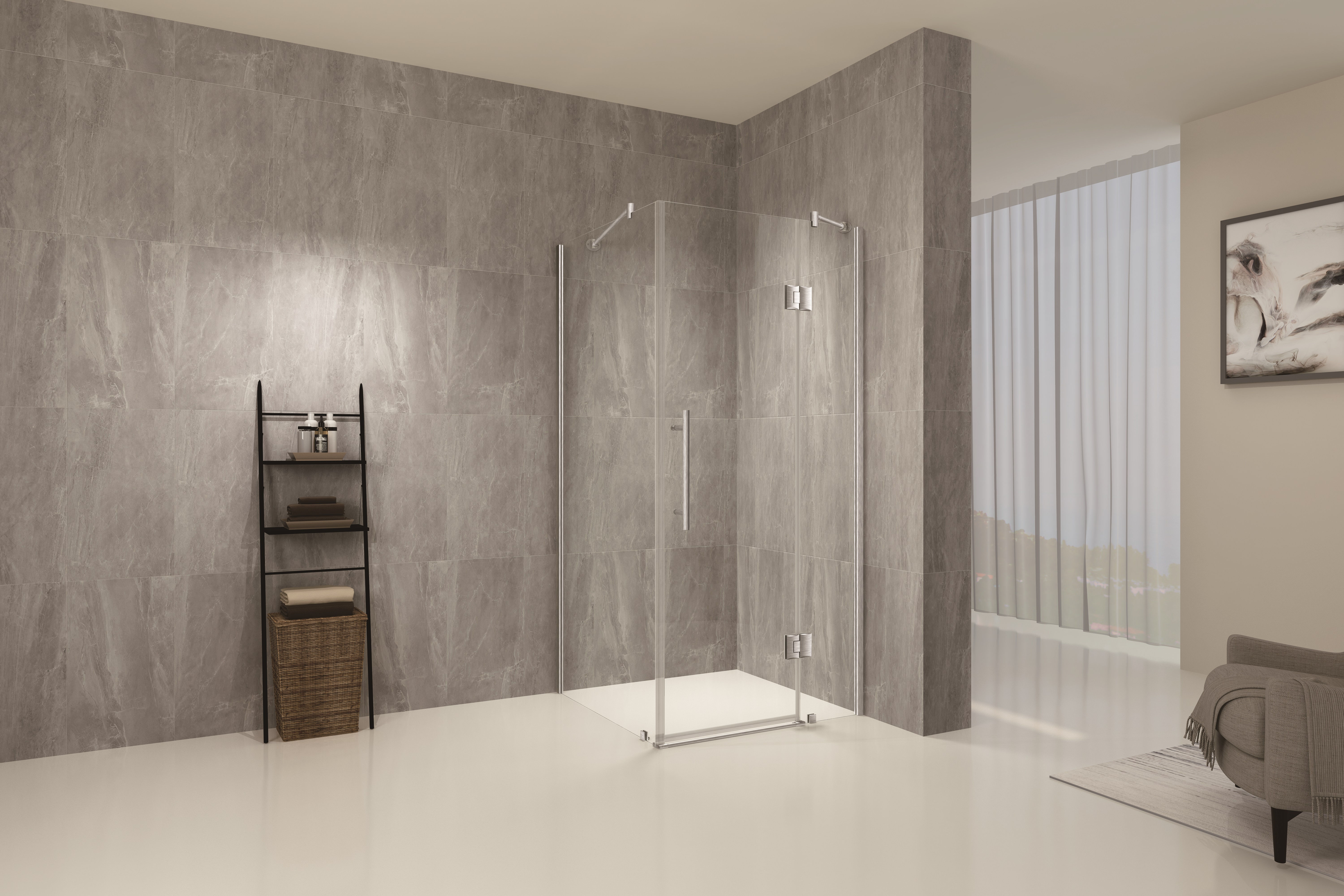 TRUSTMADE 38 inW x 38 inD x 76 inH Frameless Square Hinged Shower Enclosure (cUP