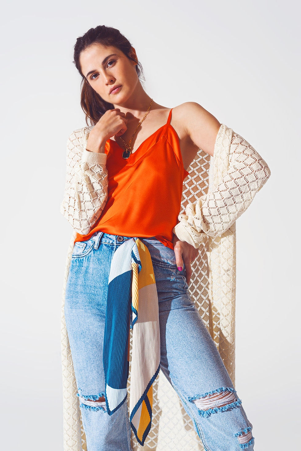Miniatura: Crochet Midi Cardigan in Cream