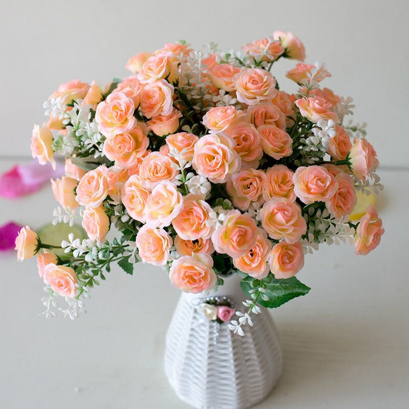 الصورة المصغرة: 1.3.1:  15 Head Mini Roses Artificial Flower, Wedding Scene Layout Flowers