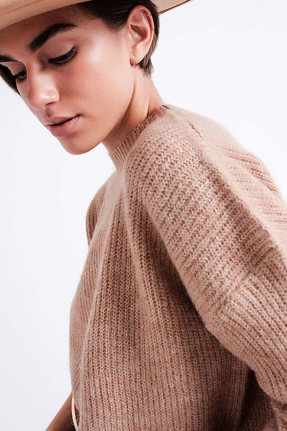Thumbnail: High Neck Jumper in Beige