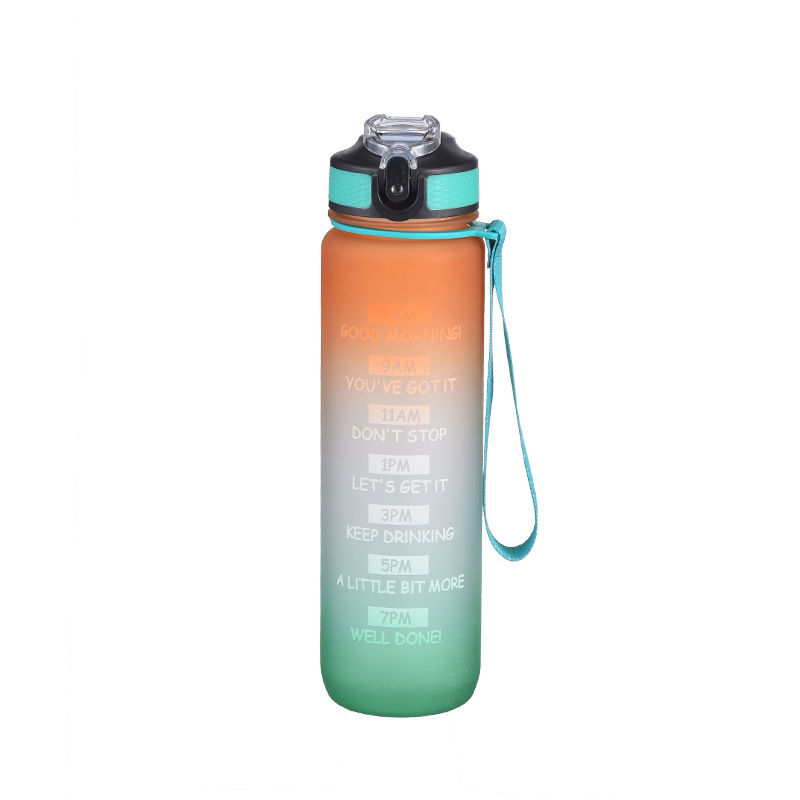 Thumbnail: 1000ML Large Capacity Sports Space Bottle Gradient Water Cup Bounce Frosted Pla