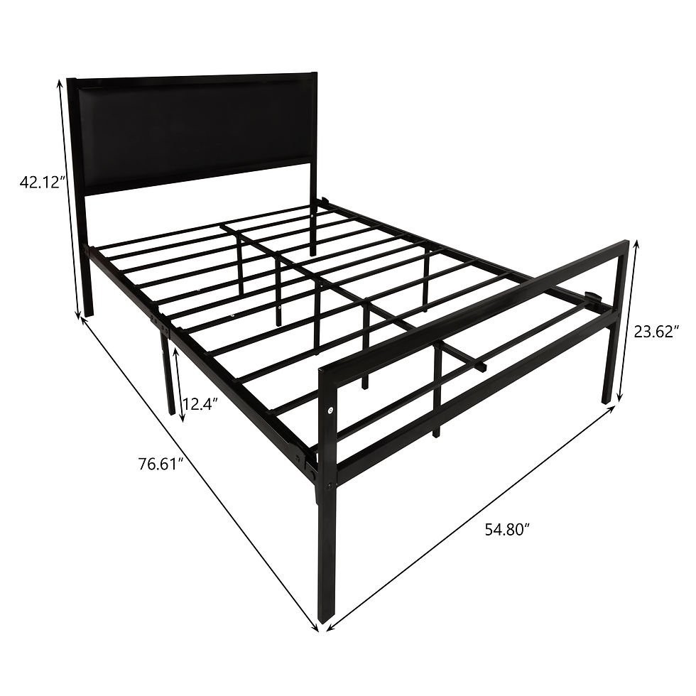 Thumbnail: FULL Metal Platform Bed Frame with Headboard / No Box Spring Needed / Easy Assem