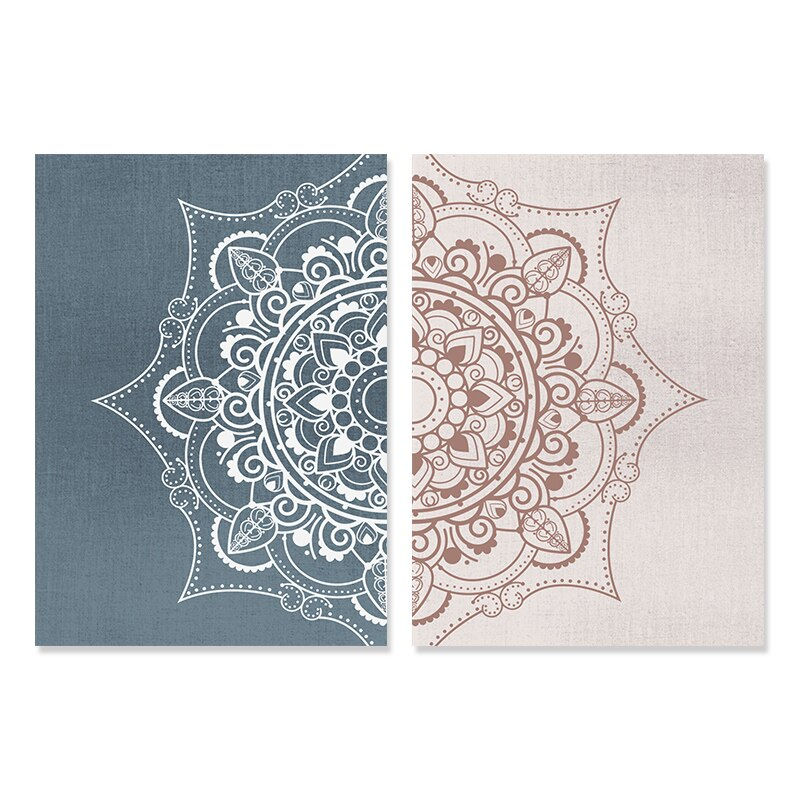 Thumbnail: Boho Zen Living Room Decor: Mandala Floral Canvas Art