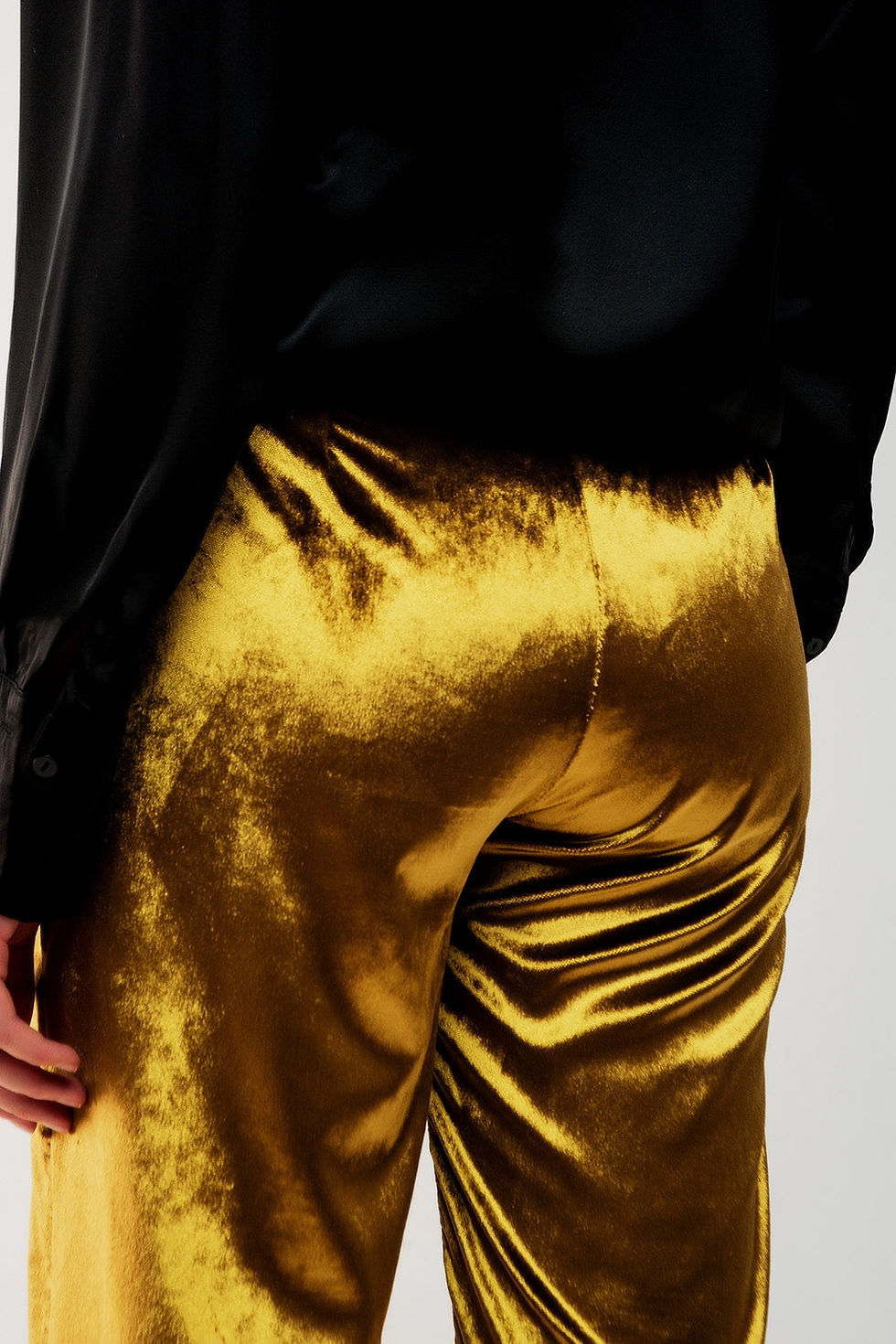 थंबनेल: Straight Leg Velvet Pants in Lime