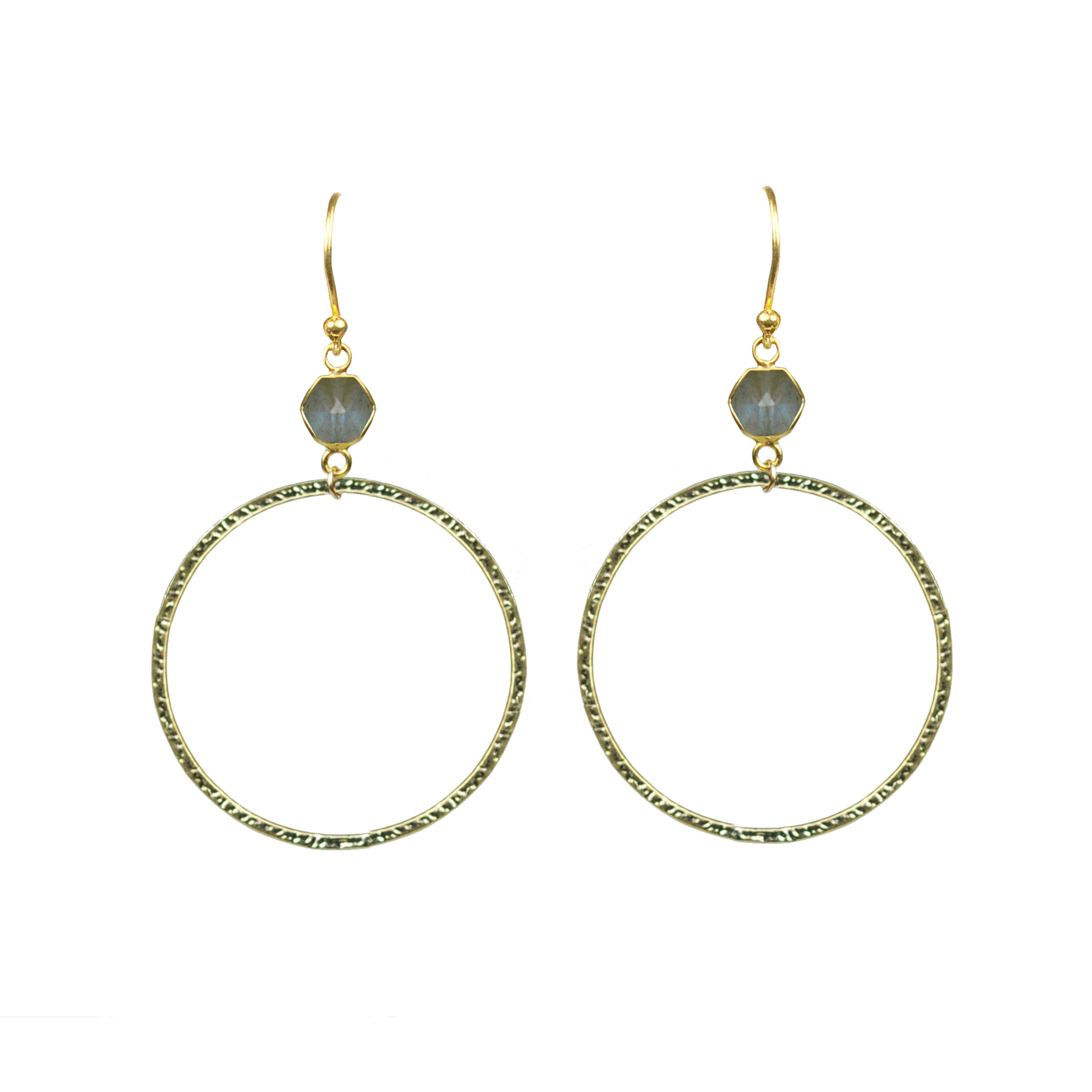 Labradorite Bezel Circle Earrings