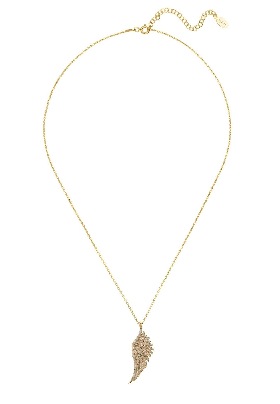 Thumbnail: Large Angel Wing Necklace Gold