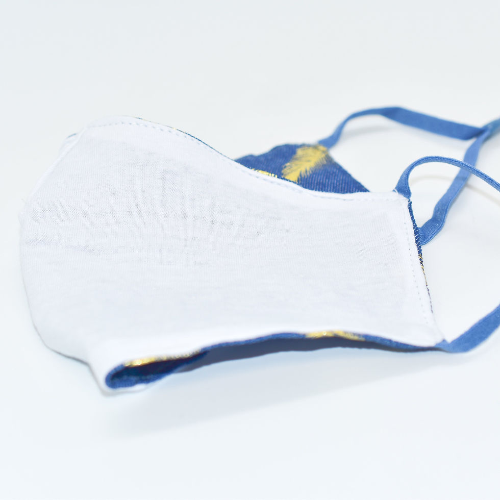Miniature : Denim Feather Print Fashion Mask