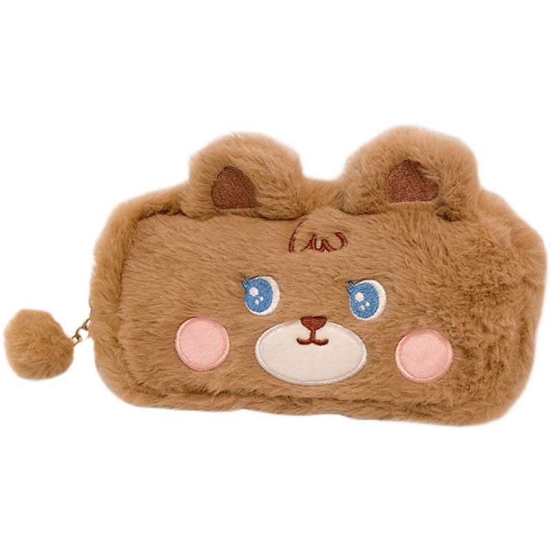 Thumbnail: Cute Super Cute Plush Pencil Bag - Student Large-capacity Furry Stationery Box