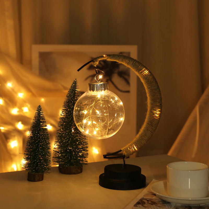 Thumbnail: Lunar Rattan Glow: Wrought Iron Night Lamp for Home Decor