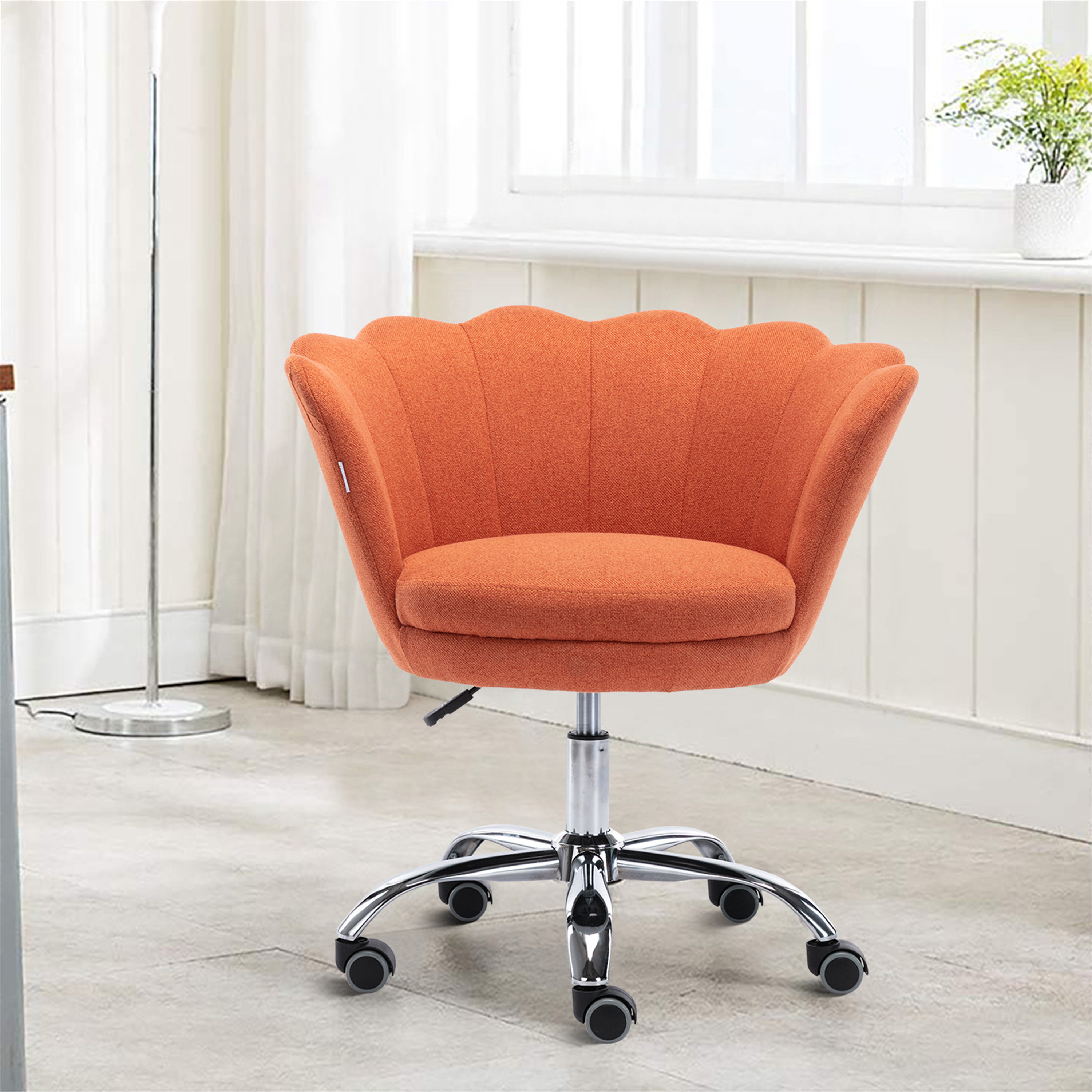 SwivelShellChairforLivingRoom/BedRoom,ModernLeisureArmChair Orange fabric