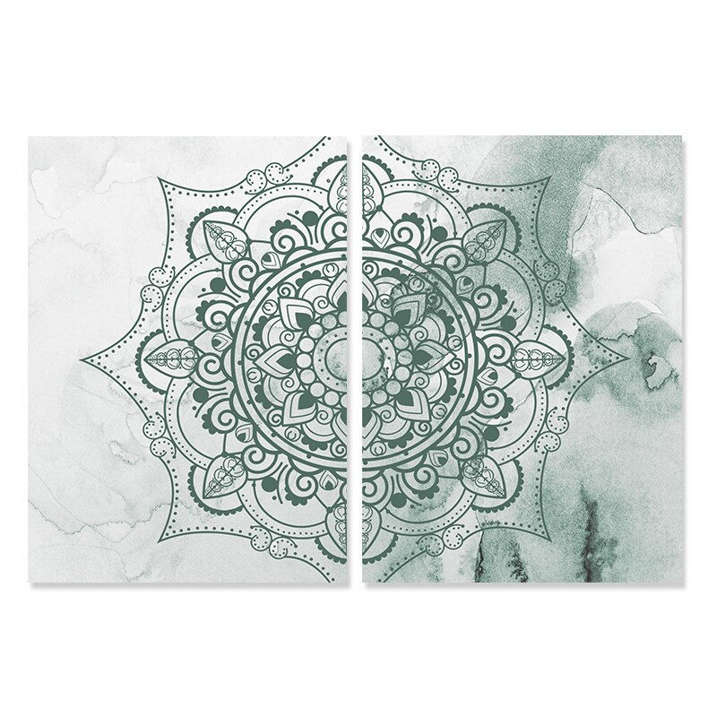 Thumbnail: Boho Zen Living Room Decor: Mandala Floral Canvas Art
