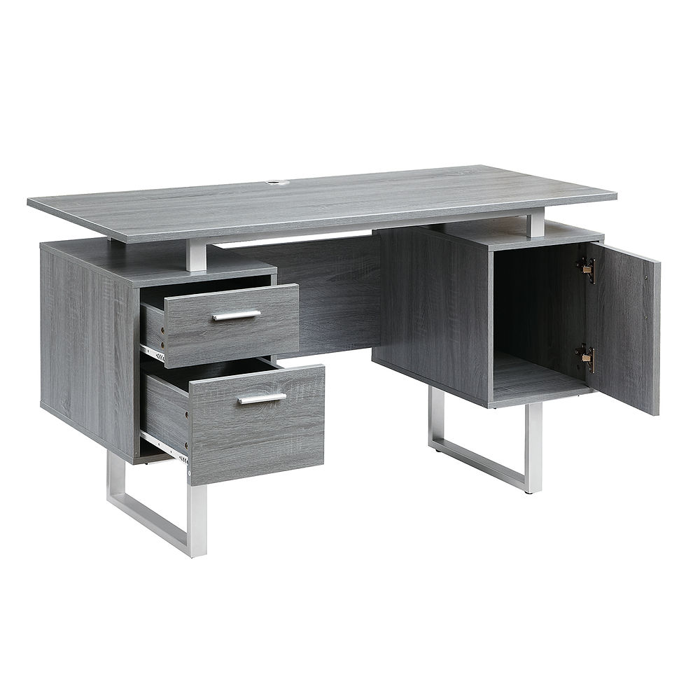 الصورة المصغرة: Techni Mobili Modern Office Desk with Storage, Grey