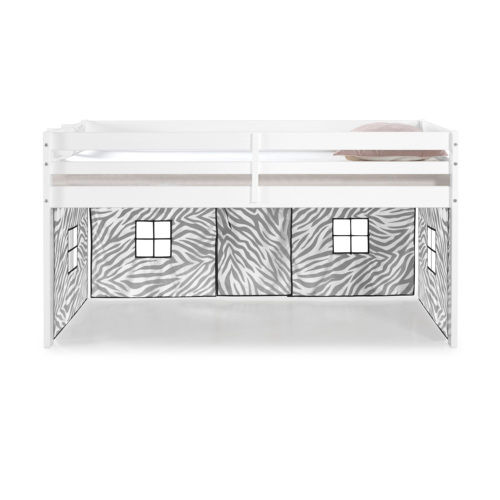 Miniatura: Jasper Twin Junior Loft Bed, White Frame and Black/White Zebra Print Bottom Play