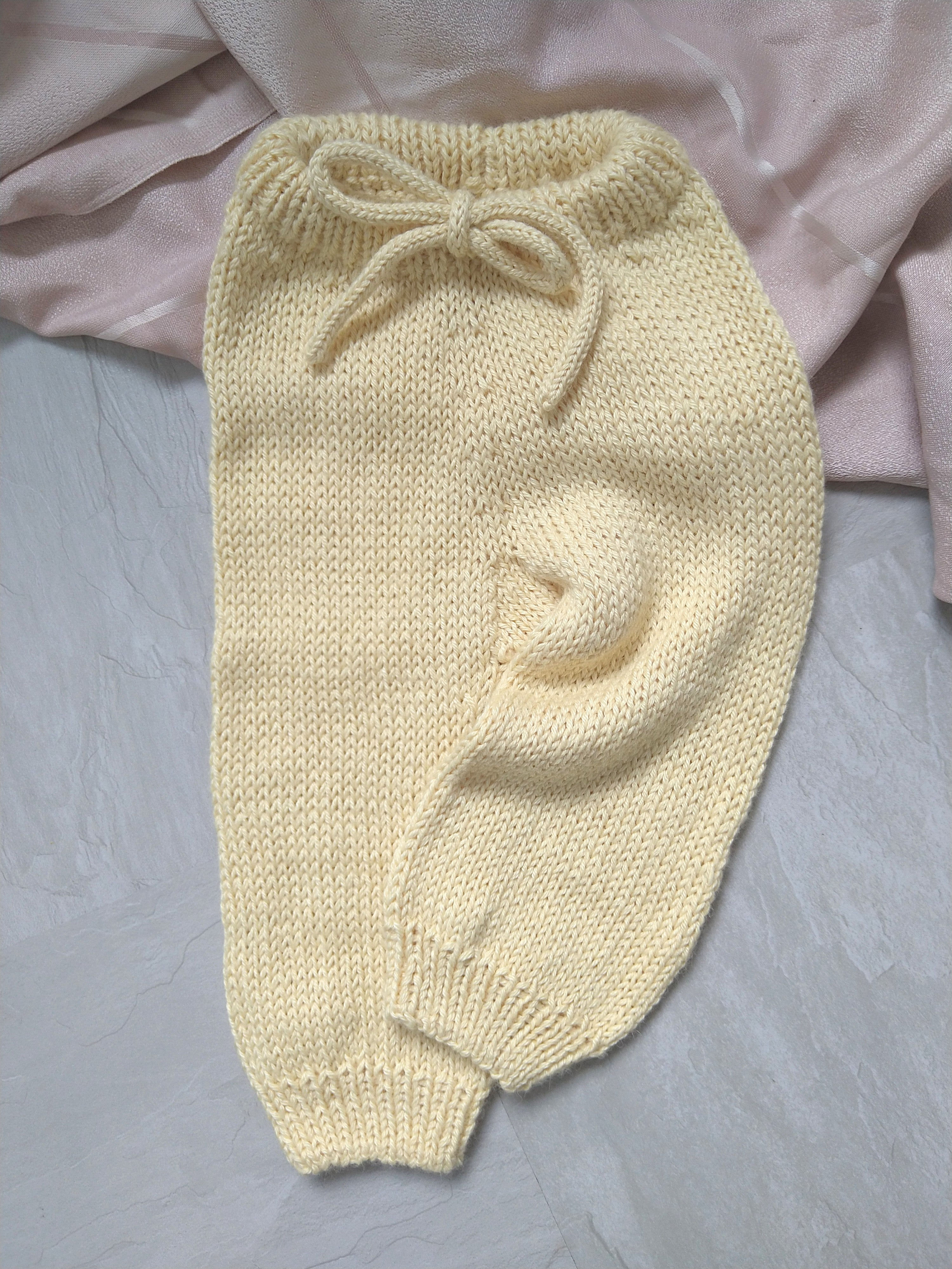 Light Yellow Alpaca Knitted Pants