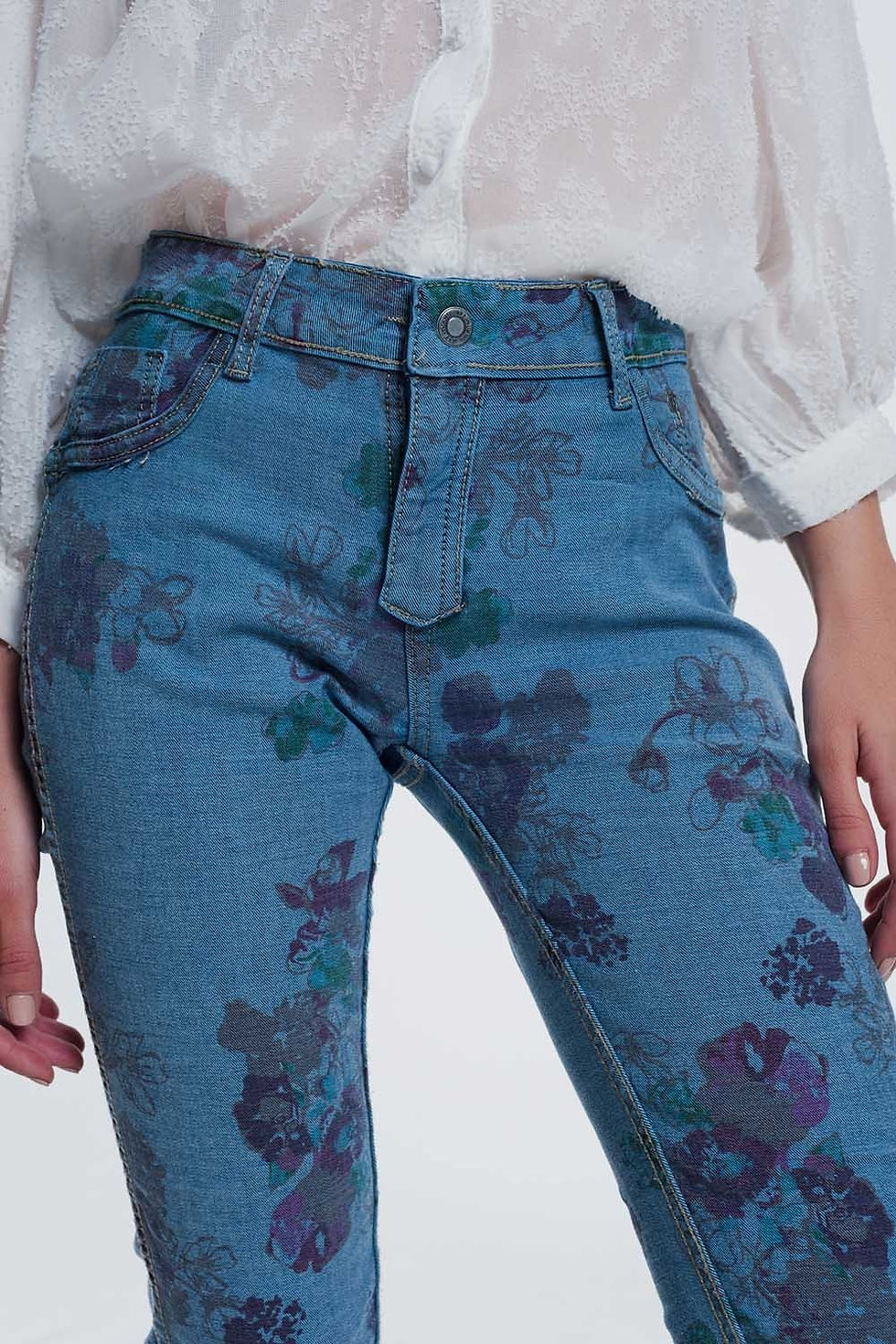 Miniatura: Reversible Wrinkled Denim Skinny Jeans
