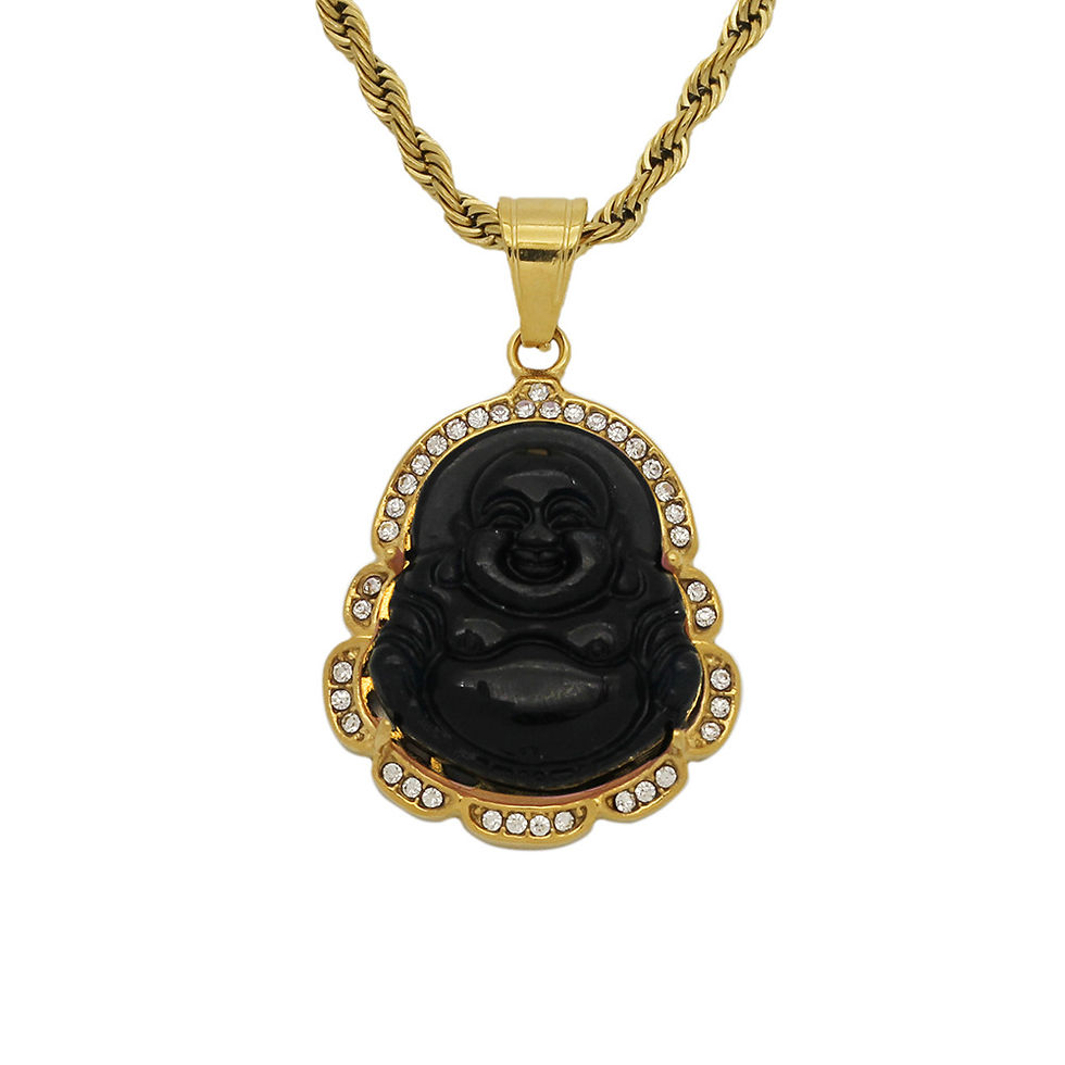 Thumbnail: Multi Color Natural Jade Buddha Necklace