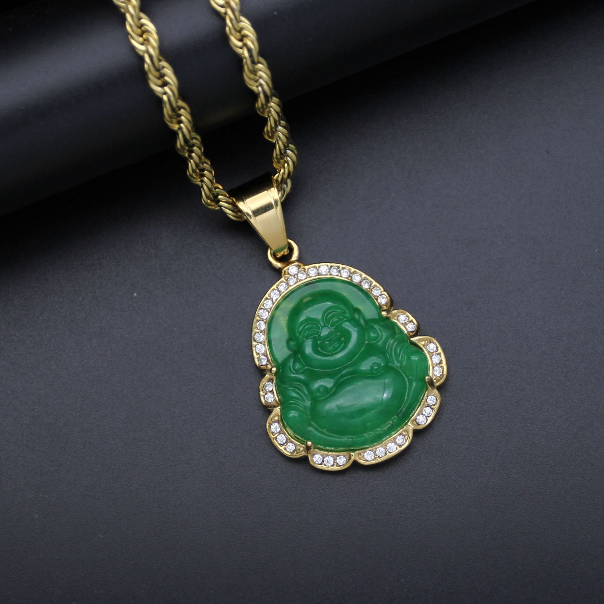 Multi Color Natural Jade Buddha Necklace