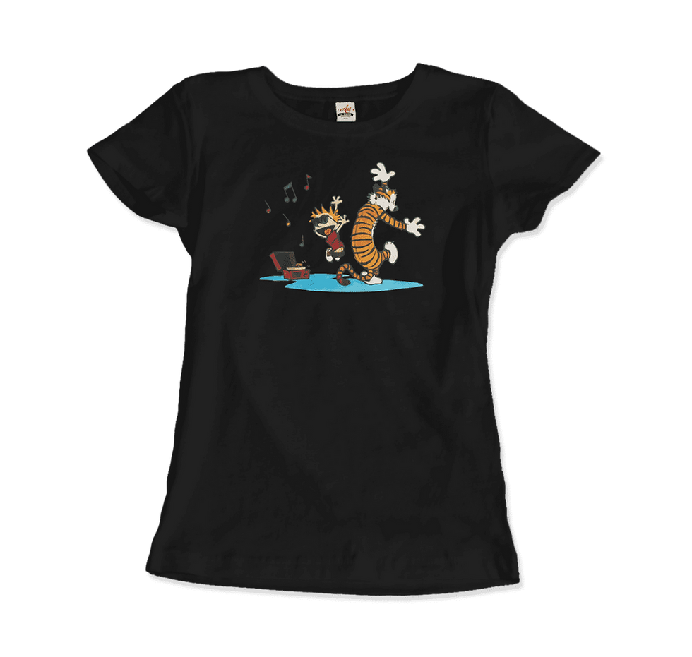 Miniature : Calvin and Hobbes Dancing With Record Player T-Shirt