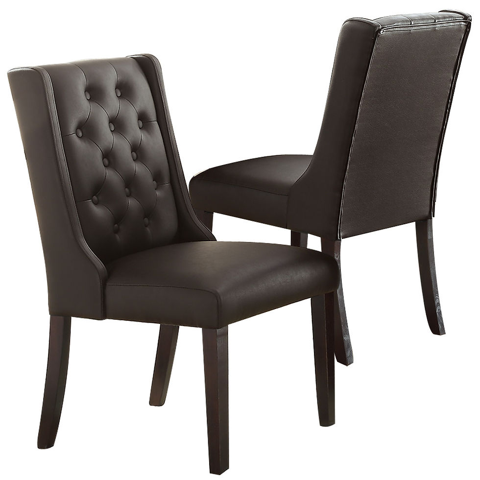 Thumbnail: Modern Faux Leather Espresso Tufted Set of 2 Chairs Dining Seat Chair