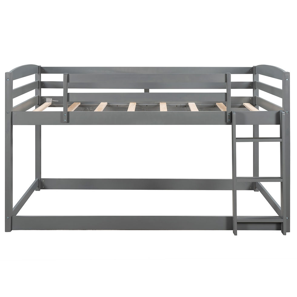 Thumbnail: Twin Over Twin Floor Bunk Bed with Ladder ,Gray
