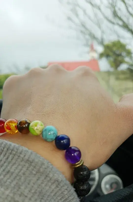 Thumbnail: Natural Stone Beaded Chakra Bracelet for Healing.