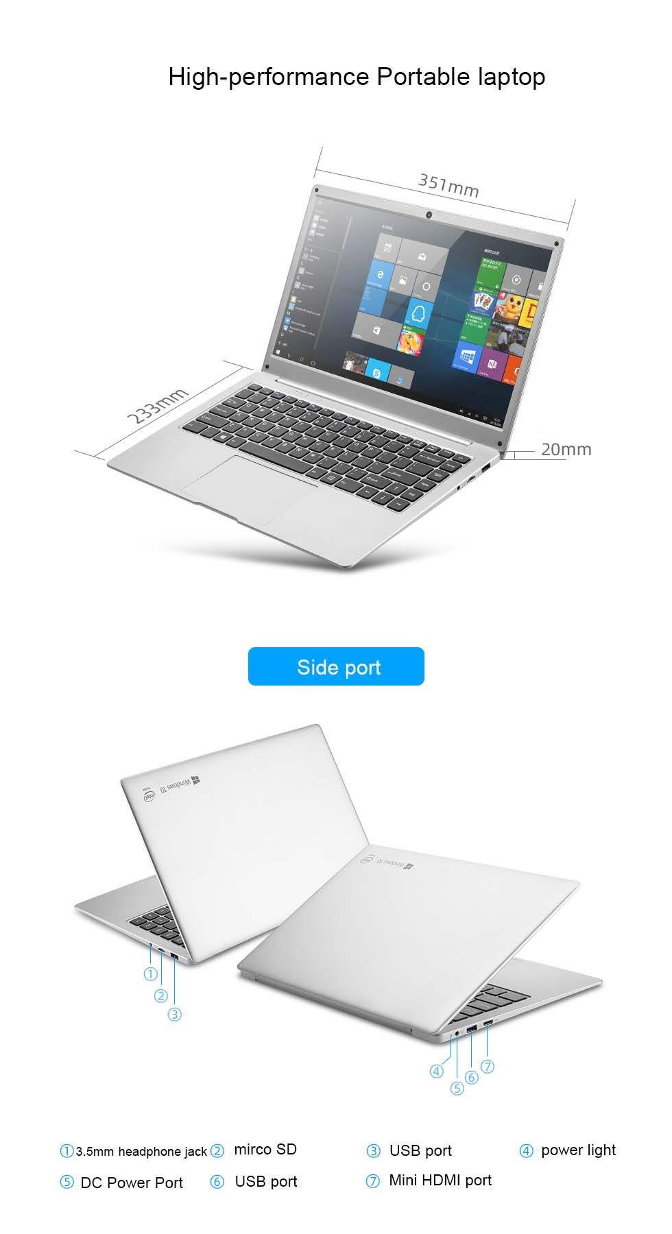 Thumbnail: Students Biz Silver Laptop: 8GB RAM, 128GB, 14" Win 11 Pro/Home (Customizable)